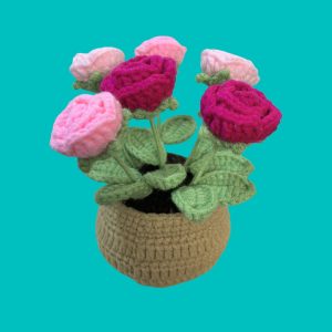 crochet pot rose