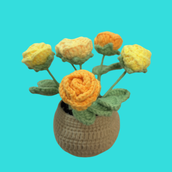 crochet pot rose